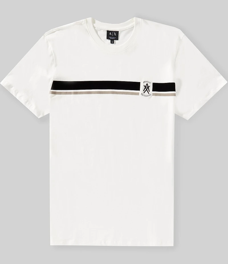 Armani Exchange Flocked Chest Stripe Short Sleeve T-Shirt