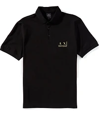 Armani Exchange Gold Logo Short Sleeve Polo Shirt
