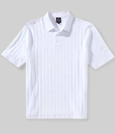 Armani Exchange Jacquard Allover AX Print Short Sleeve Polo Shirt