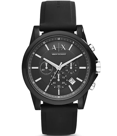 Armani Exchange Men's Banks Chronograph Silicone Strap Watch