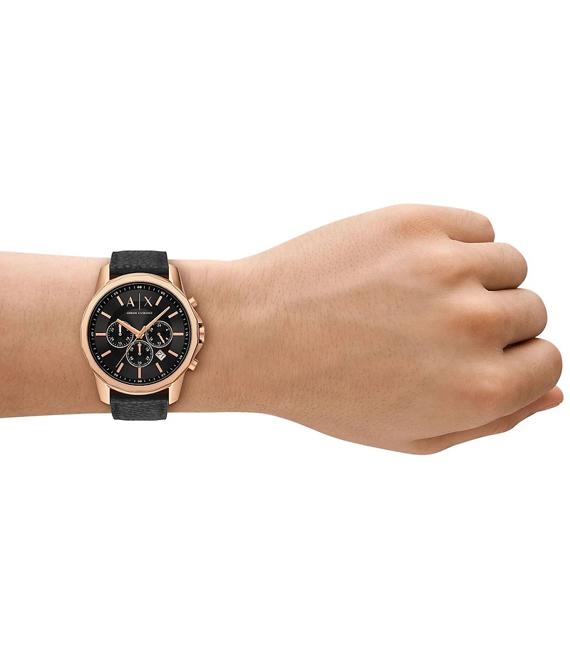 Armani Exchange Men's Banks Rd. Quartz Chronograph Black Rubber Strap Watch
