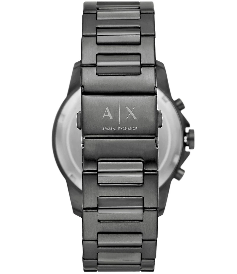 Armani Exchange Men's Banks Rd. Quartz Chronograph Gunmetal Tone Stainless Steel Bracelet Watch and Bracelet Set