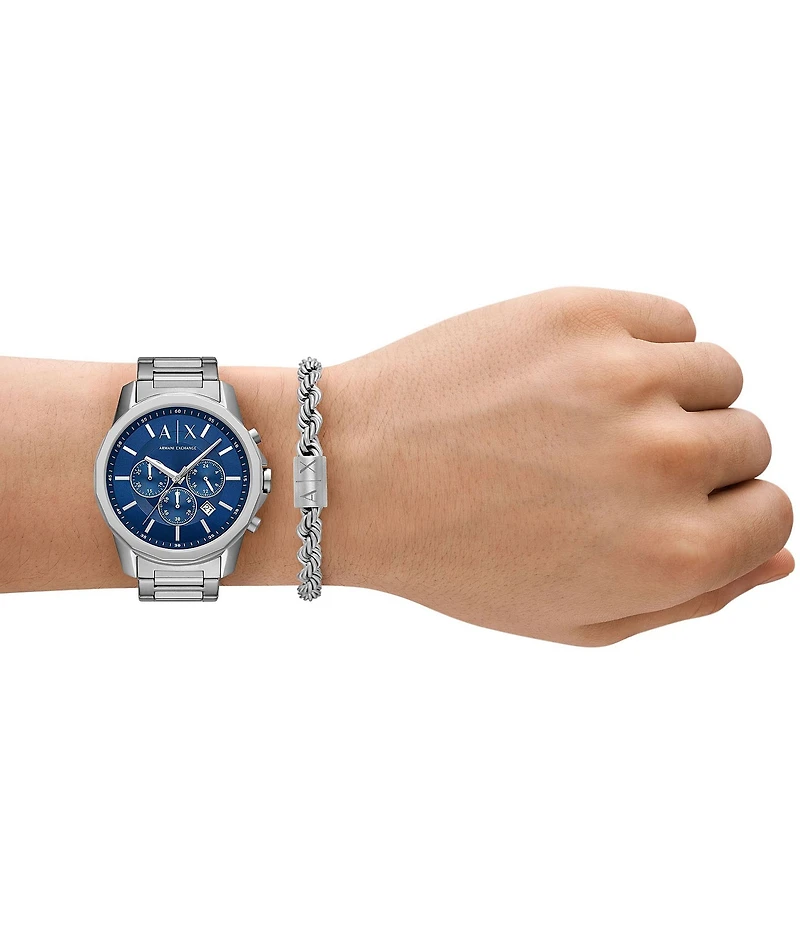 Armani Exchange Men's Banks Rd. Quartz Chronograph Stainless Steel Bracelet Watch Gift Set