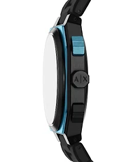 Armani Exchange Men's Bass Dual-Time Multifunction Black Silicone Strap Bracelet Watch