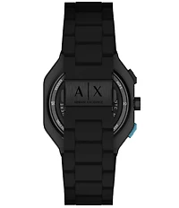 Armani Exchange Men's Bass Dual-Time Multifunction Black Silicone Strap Bracelet Watch