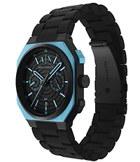 Armani Exchange Men's Bass Dual-Time Multifunction Black Silicone Strap Bracelet Watch