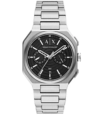 Armani Exchange Men's Bass Dual-Time Multifunction Stainless Steel Bracelet Watch