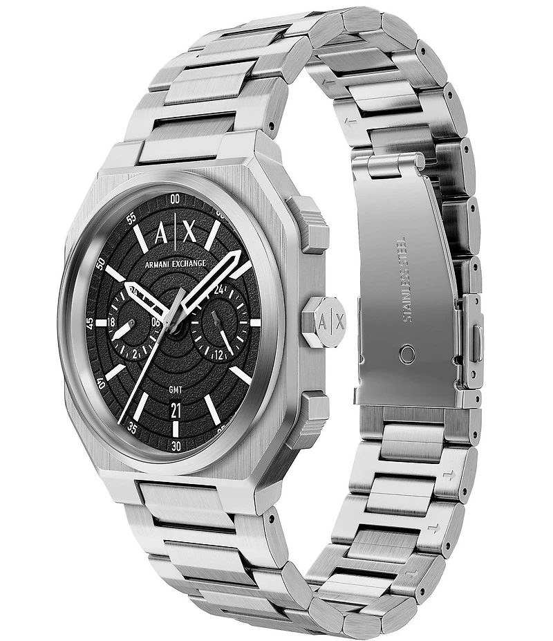 Armani Exchange Men's Bass Dual-Time Multifunction Stainless Steel Bracelet Watch
