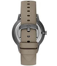 Armani Exchange Men's Cayde Rd. Three Hand Grey Leather Strap Watch