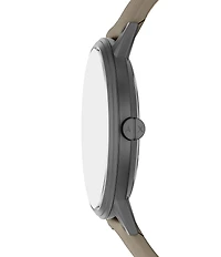 Armani Exchange Men's Cayde Rd. Three Hand Grey Leather Strap Watch