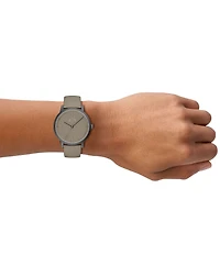 Armani Exchange Men's Cayde Rd. Three Hand Grey Leather Strap Watch