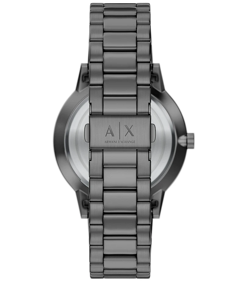 Armani Exchange Men's Cayde Three-Hand Gunmetal Stainless Steel Bracelet Watch Set