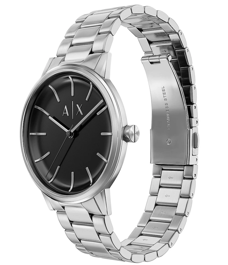 Armani Exchange Men's Cayde Three-Hand Stainless Steel Bracelet Watch Set