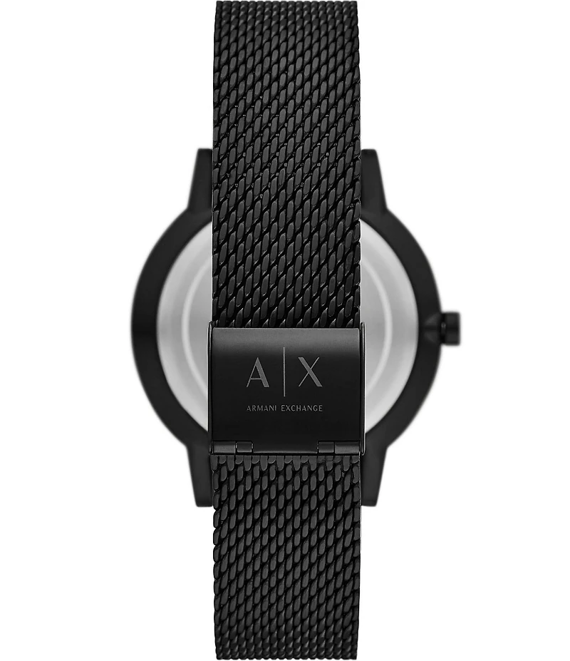 Armani Exchange Men's Cyde Rd. Multifunction Black Tone Stainless Steel Mesh Watch And Necklace Set