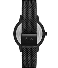 Armani Exchange Men's Cyde Rd. Multifunction Black Tone Stainless Steel Mesh Watch And Necklace Set