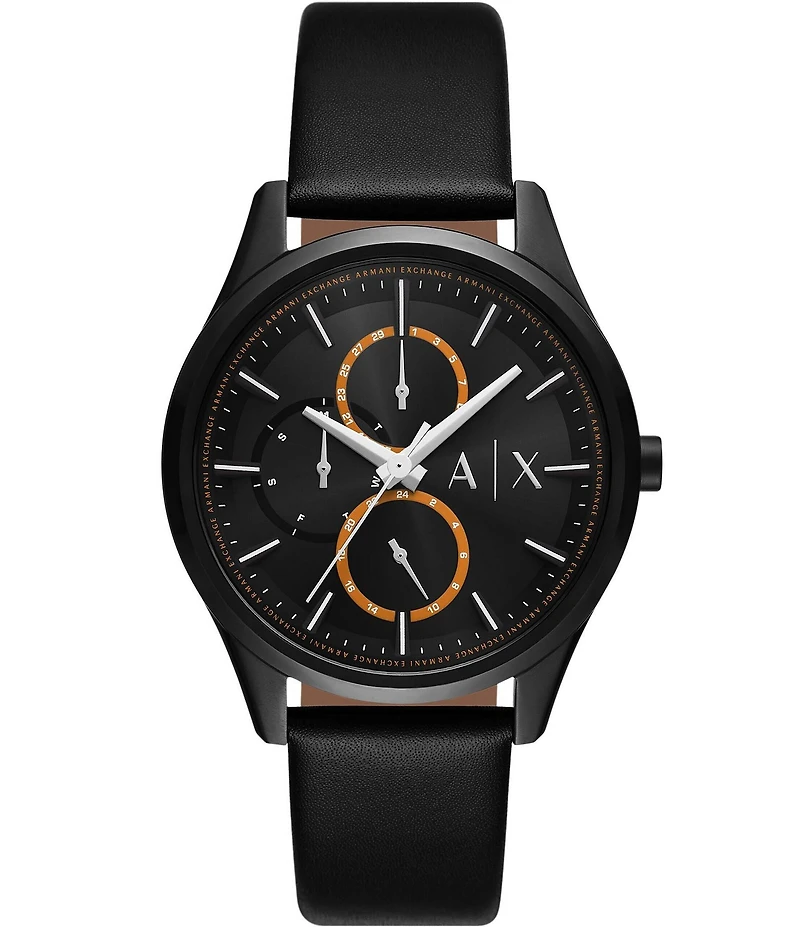 Armani Exchange Men's Dante Multifunction Black Leather Strap Watch