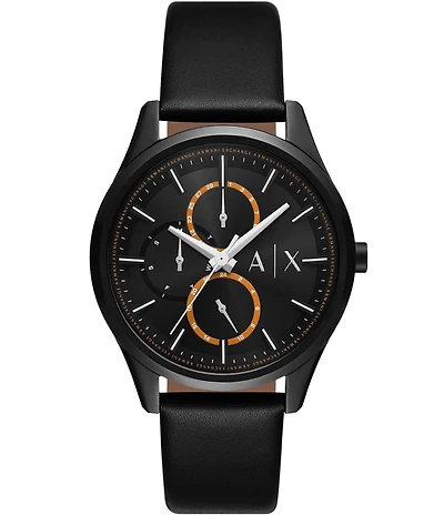 Armani Exchange Men's Dante Multifunction Black Leather Strap Watch