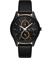 Armani Exchange Men's Dante Multifunction Black Leather Strap Watch