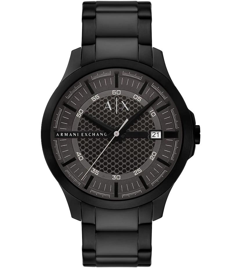 Armani Exchange Men's Hampton Rd. Three-Hand Date Black Stainless Steel Bracelet Watch