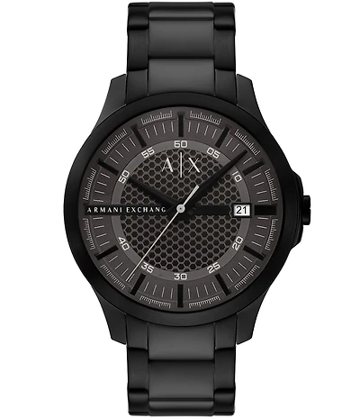 Armani Exchange Men's Hampton Rd. Three-Hand Date Black Stainless Steel Bracelet Watch