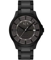 Armani Exchange Men's Hampton Rd. Three-Hand Date Black Stainless Steel Bracelet Watch