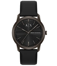Armani Exchange Men's Lexon Three-Hand Black Silicone Strap Watch