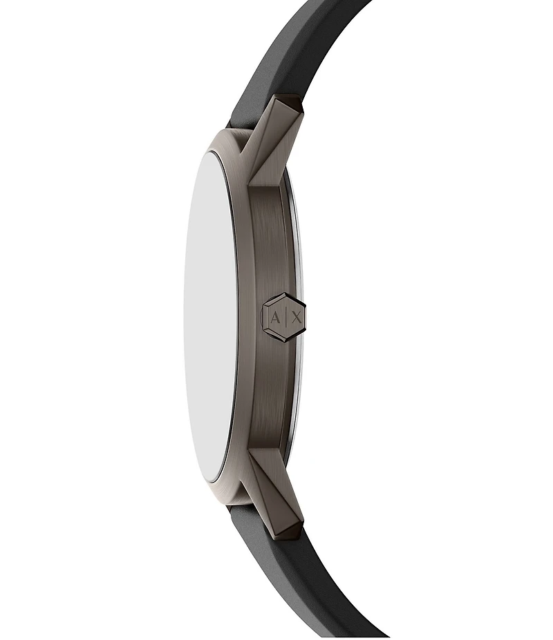 Armani Exchange Men's Lexon Three-Hand Black Silicone Strap Watch