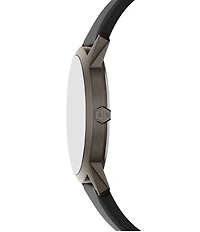 Armani Exchange Men's Lexon Three-Hand Black Silicone Strap Watch