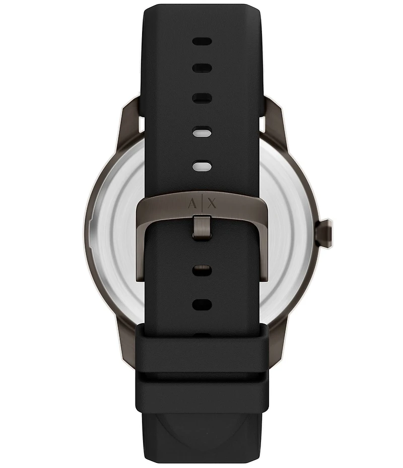 Armani Exchange Men's Lexon Three-Hand Black Silicone Strap Watch