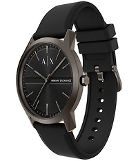 Armani Exchange Men's Lexon Three-Hand Black Silicone Strap Watch