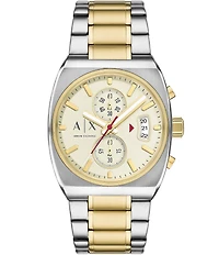 Armani Exchange Men's Oli Quartz Chronograph Two-Tone Stainless Steel Bracelet Watch