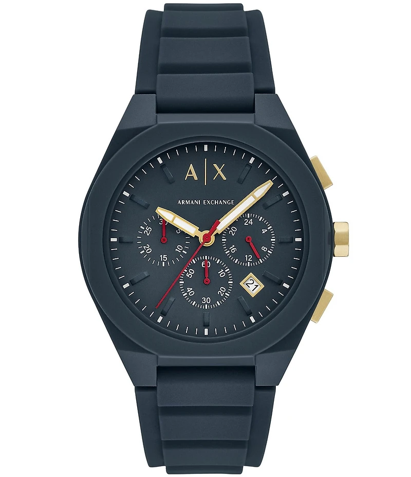 Armani Exchange Men's Rafael Rd. Chronograph Blue Silicone Strap Watch