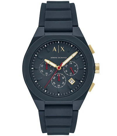 Armani Exchange Men's Rafael Rd. Chronograph Blue Silicone Strap Watch