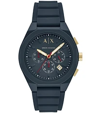 Armani Exchange Men's Rafael Rd. Chronograph Blue Silicone Strap Watch