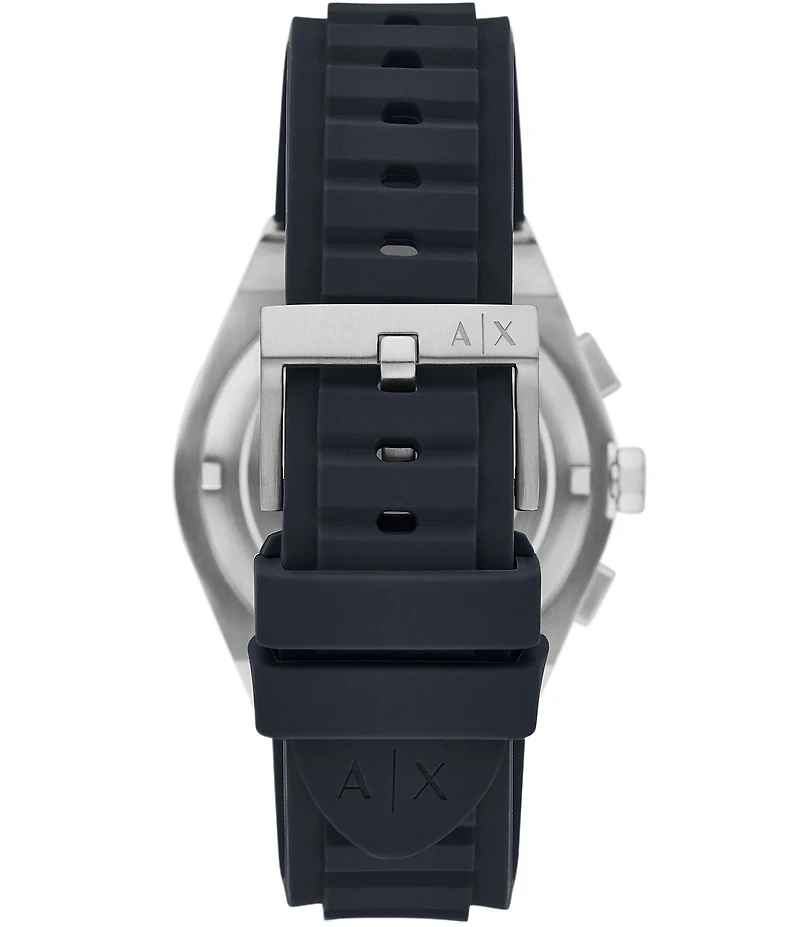Armani Exchange Men's Rafael Rd. Chronograph Blue Silver Dial Silicone Strap Watch