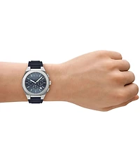Armani Exchange Men's Rafael Rd. Chronograph Blue Silver Dial Silicone Strap Watch