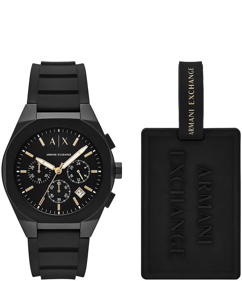 Armani Exchange Men's Rafael Rd. Quartz Chronograph Black Silicone Strap Watch