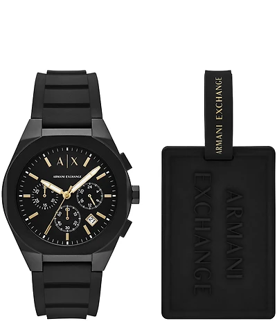Armani Exchange Men's Rafael Rd. Quartz Chronograph Black Silicone Strap Watch
