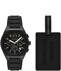 Armani Exchange Men's Rafael Rd. Quartz Chronograph Black Silicone Strap Watch