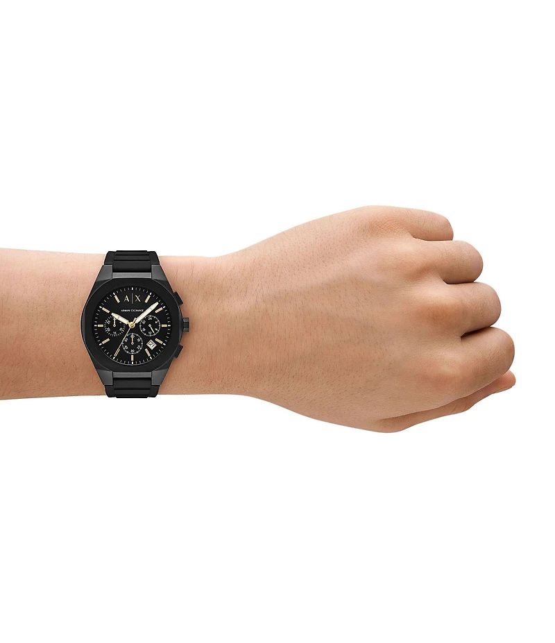 Armani Exchange Men's Rafael Rd. Quartz Chronograph Black Silicone Strap Watch