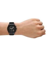 Armani Exchange Men's Rafael Rd. Quartz Chronograph Black Silicone Strap Watch
