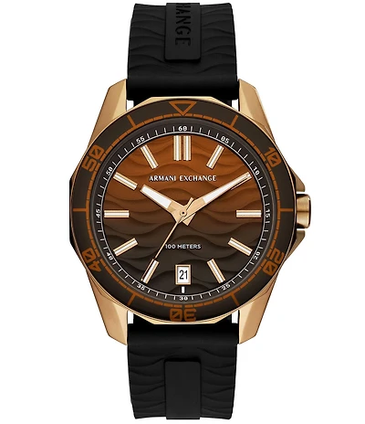 Armani Exchange Men's Spencer Three-Hand Date Black Silicone Strap Watch