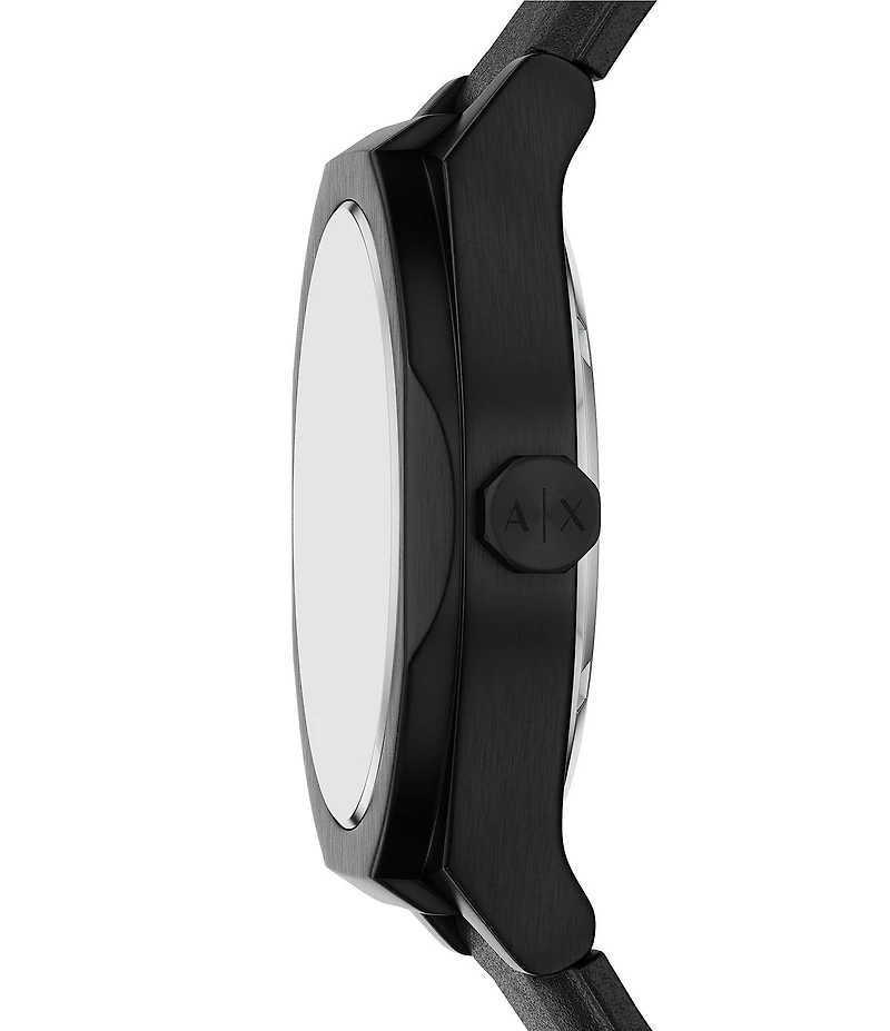 Armani Exchange Men's Sync Rd. Automatic Black Leather Strap Watch