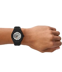 Armani Exchange Men's Sync Rd. Automatic Black Leather Strap Watch