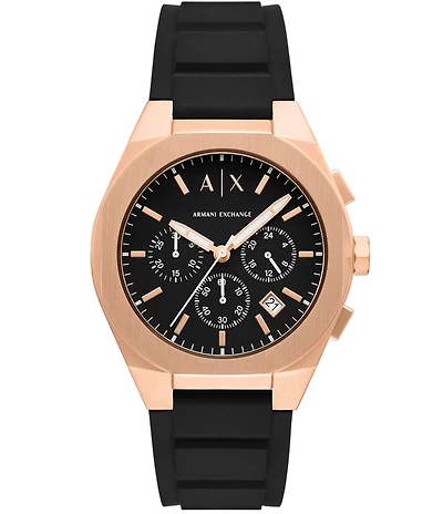 Armani Exchange Men's Sync Rd. Quartz Chronograph Black Silicone Watch