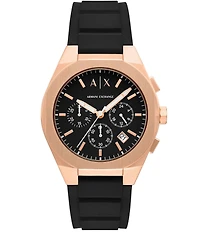 Armani Exchange Men's Sync Rd. Quartz Chronograph Black Silicone Watch