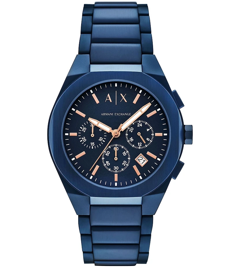 Armani Exchange Men's Sync Rd. Quartz Chronograph Blue Stainless Steel Bracelet Watch