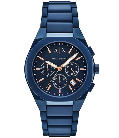 Armani Exchange Men's Sync Rd. Quartz Chronograph Blue Stainless Steel Bracelet Watch