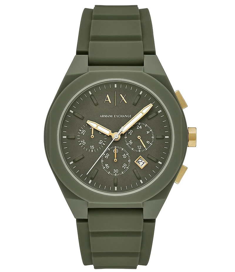 Armani Exchange Men's Sync Rd. Quartz Chronograph Green Silicone Strap Watch