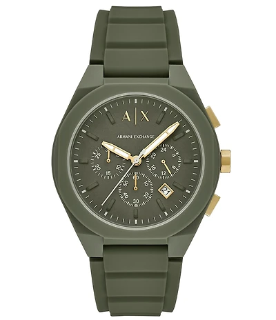 Armani Exchange Men's Sync Rd. Quartz Chronograph Green Silicone Strap Watch